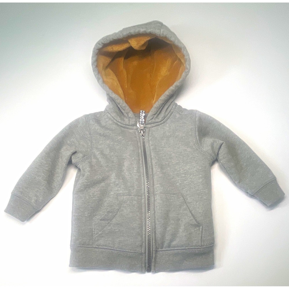 Carter's Hooded Full Zip Fleece Lined Jacket Gray/Tan Cotton Blend Unisex 9-12M